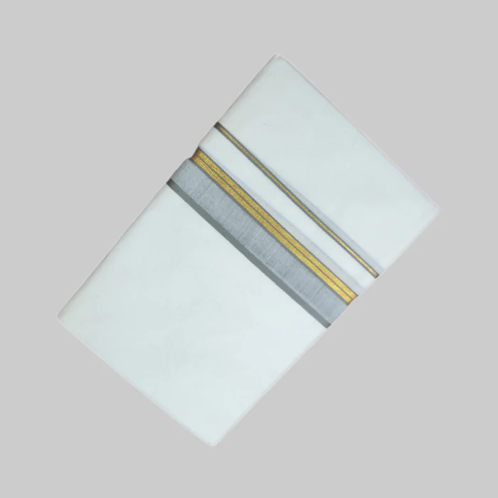 Dhoti Olive Green with Kasavu