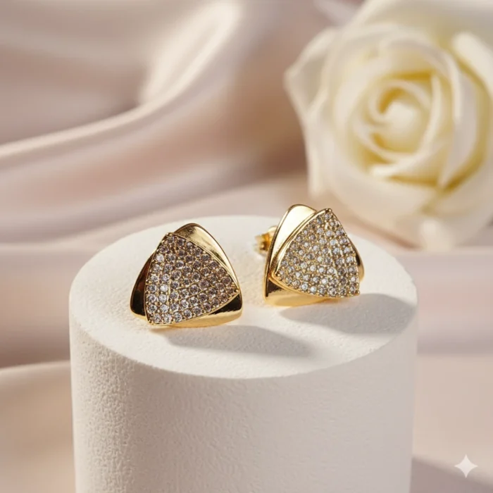 Twisted Sparkle Triangle Stud Earrings