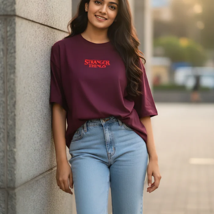 T Shirt Oversize-Stranger Things - WINE, M